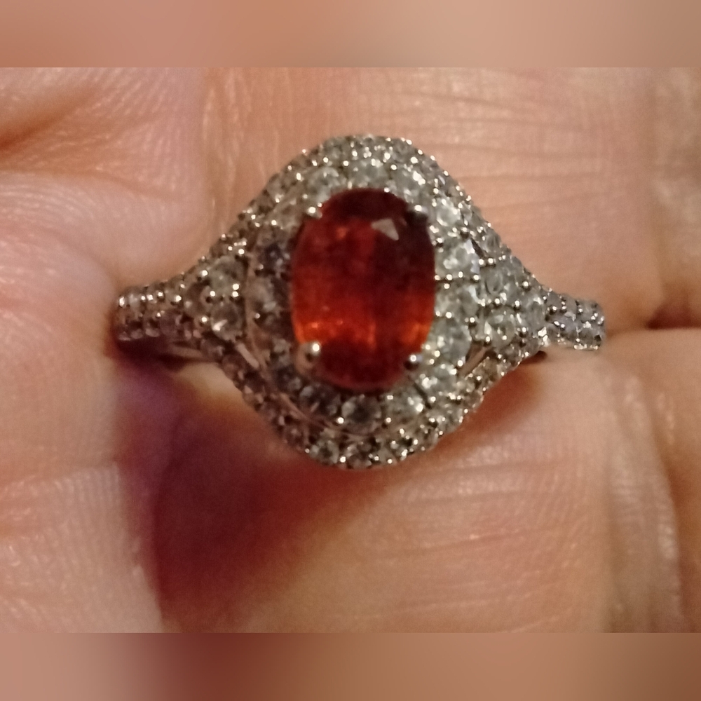 Beautiful Tangerine Kyanite! Crafted with White Zircon Platinum O/Sterling Silve